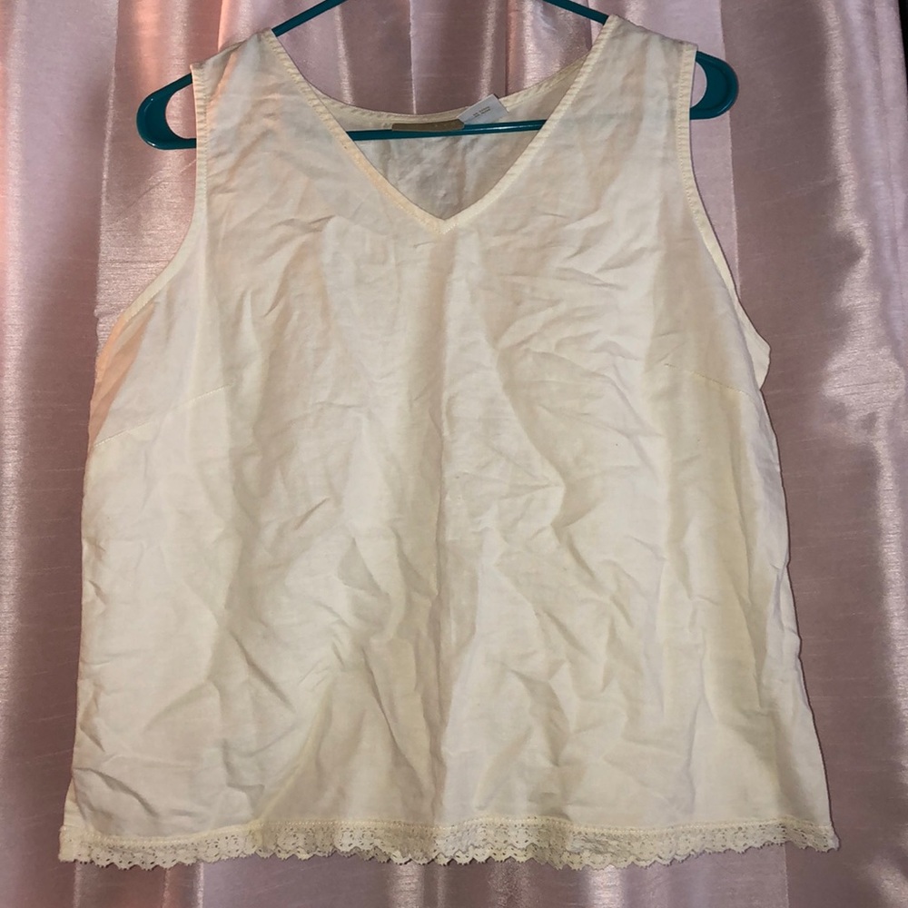 Off White Knit Lace Trimmed Blouse